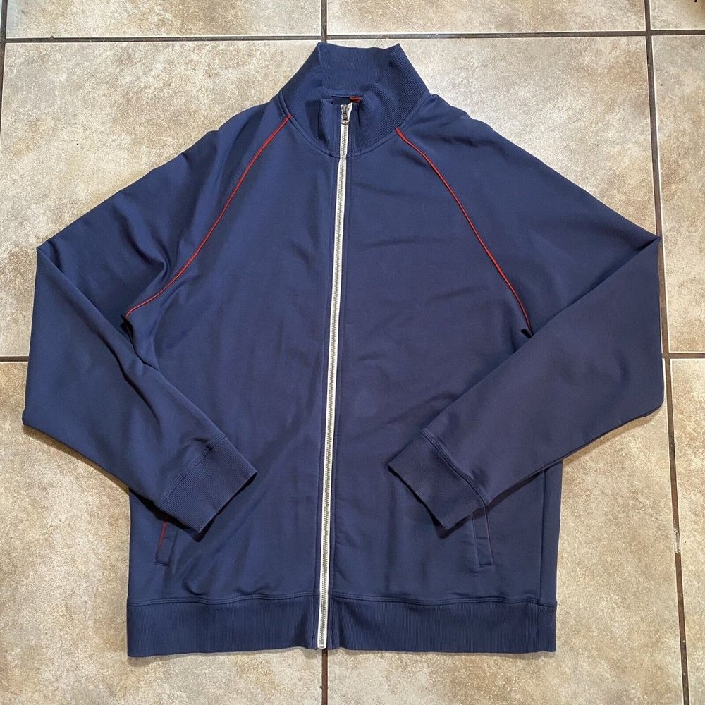 Marine Layer Full-Zip Mock Neck Sweater Jacket With Pockets Men's XL Navy Blue